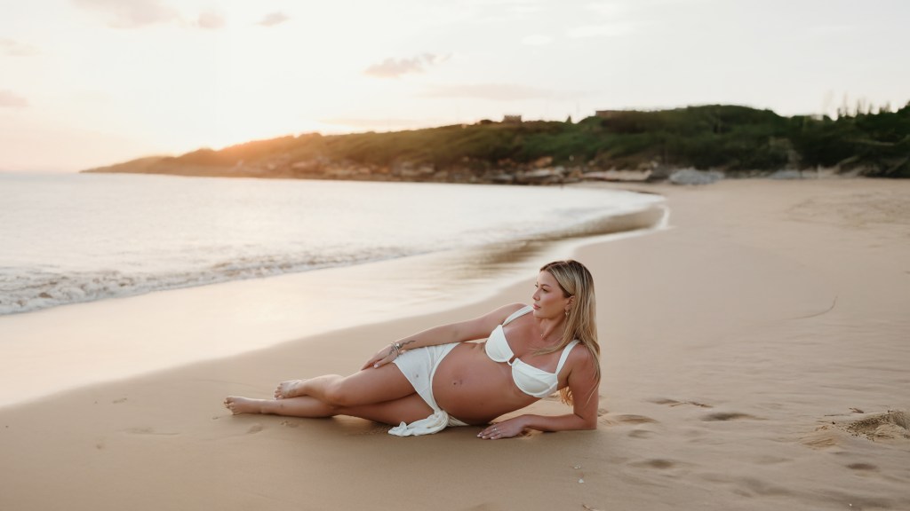 Maternity beach sunset bump photo Sydney