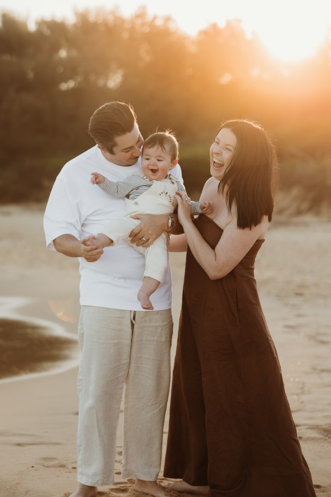Family photographer Sydney, golden hour beach portraits